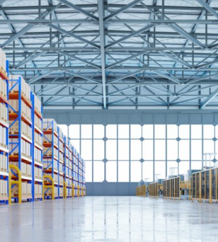 Interior of warehouse in logistic center,3d rendering